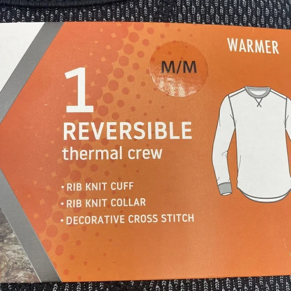 Men’s Reversible Thermal Crew Neck Top Shirt Size M